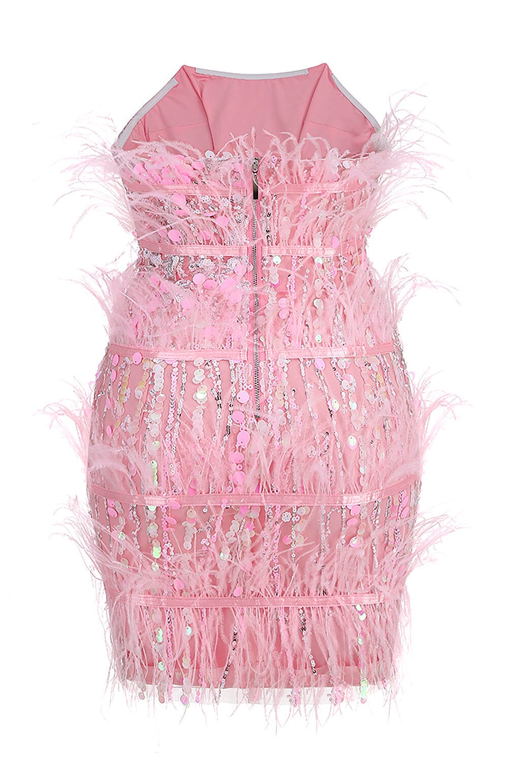 STRAPLESS SEQUINS SHINY GLITTER DRESS IN PINK Sequins Dress styleofcb 