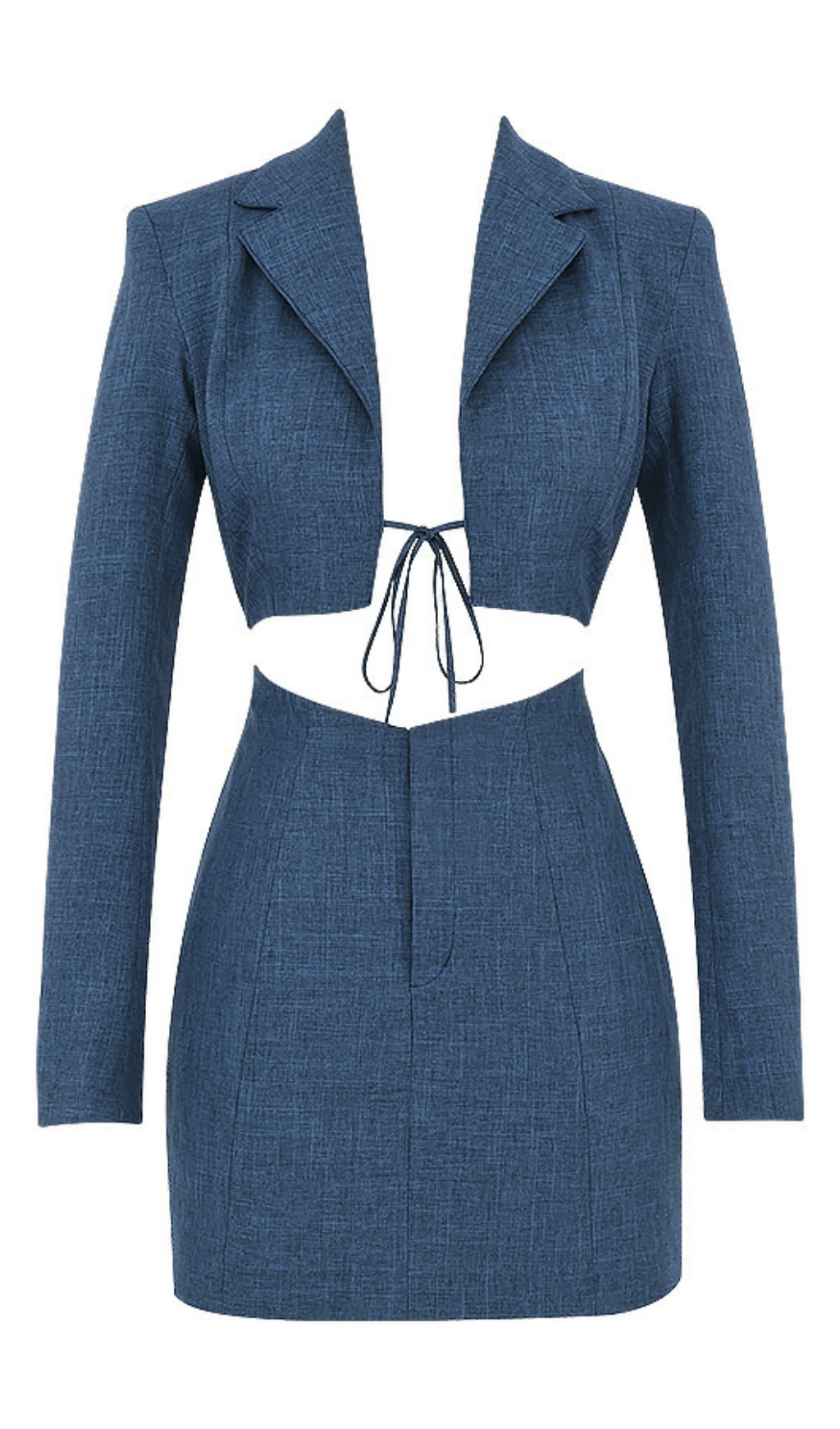 TIE SUIT MINI DRESS IN DEEP BLUE styleofcb 