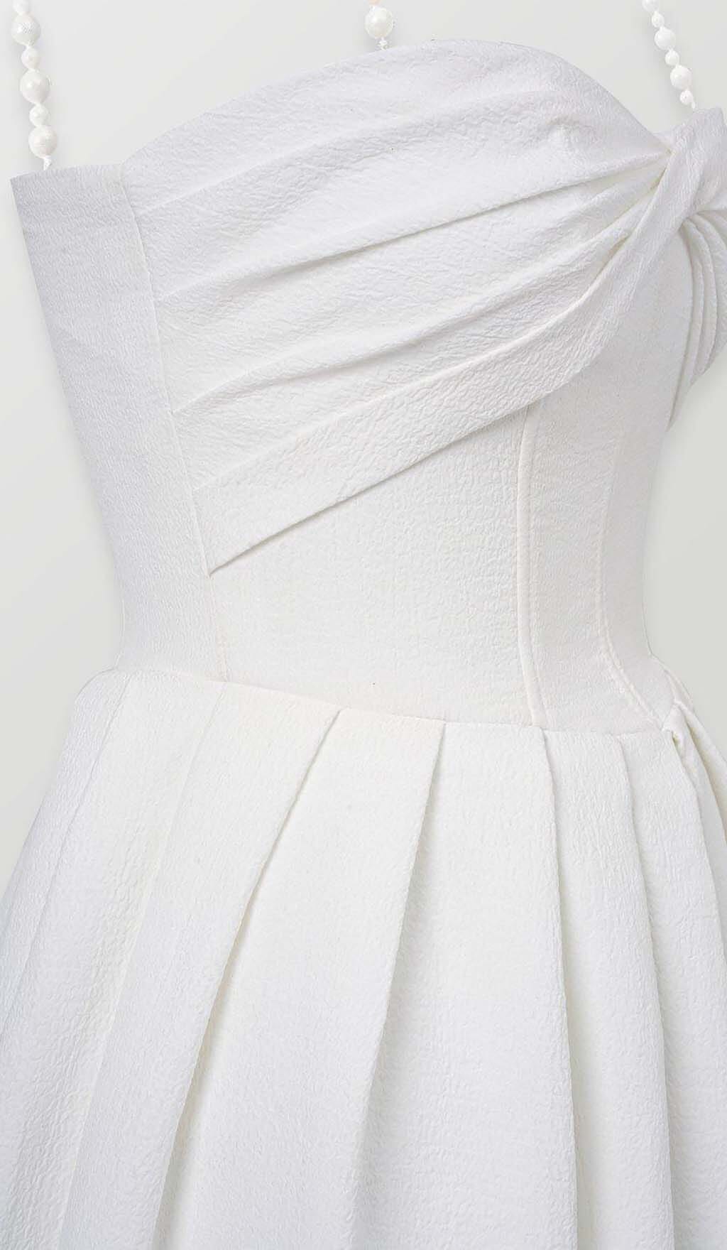 TWISTED PEARL STRAP MIDI DRESS IN WHITE DRESS STYLE OF CB 