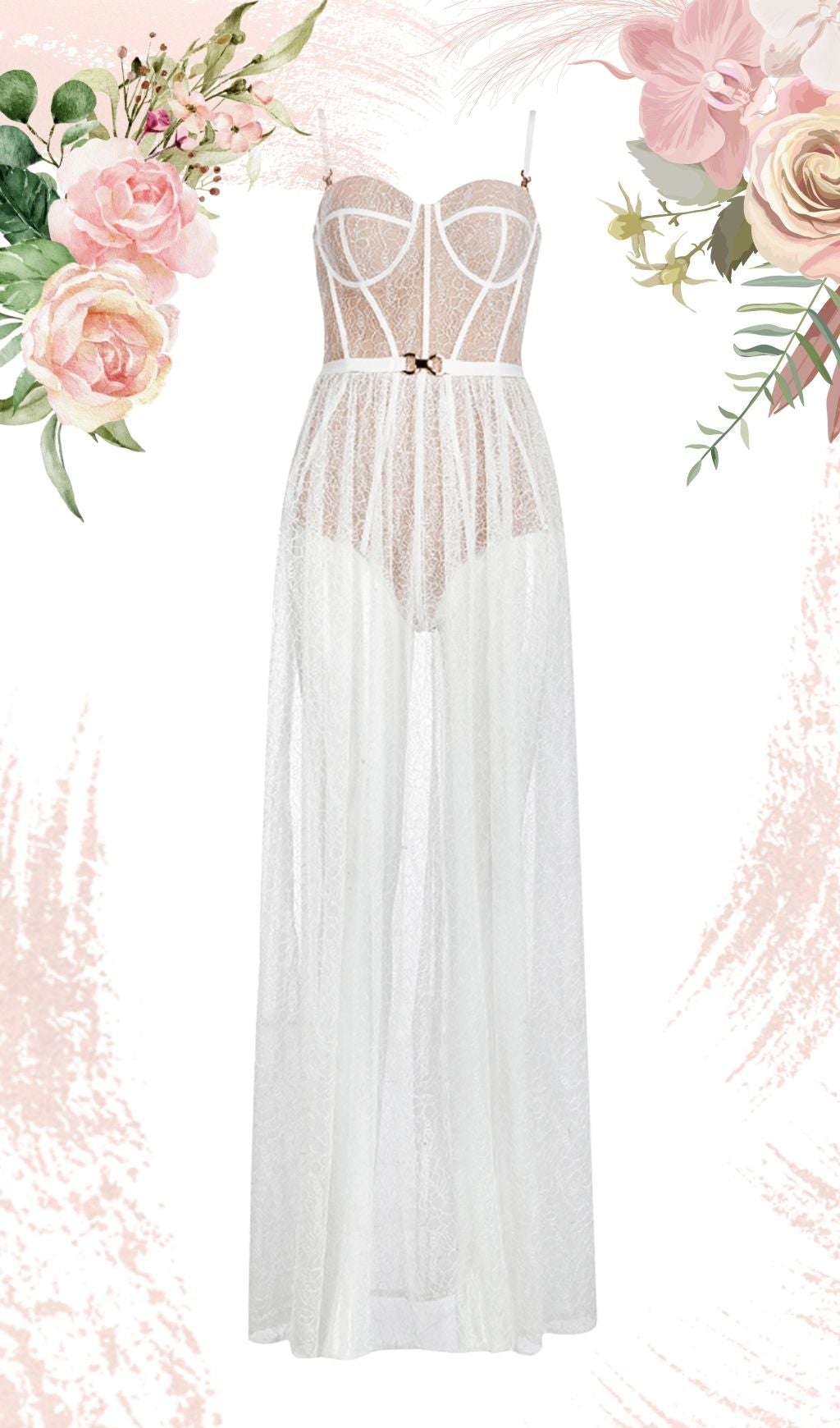 WHITE LACE STITCHING MAXI DRESS styleofcb 