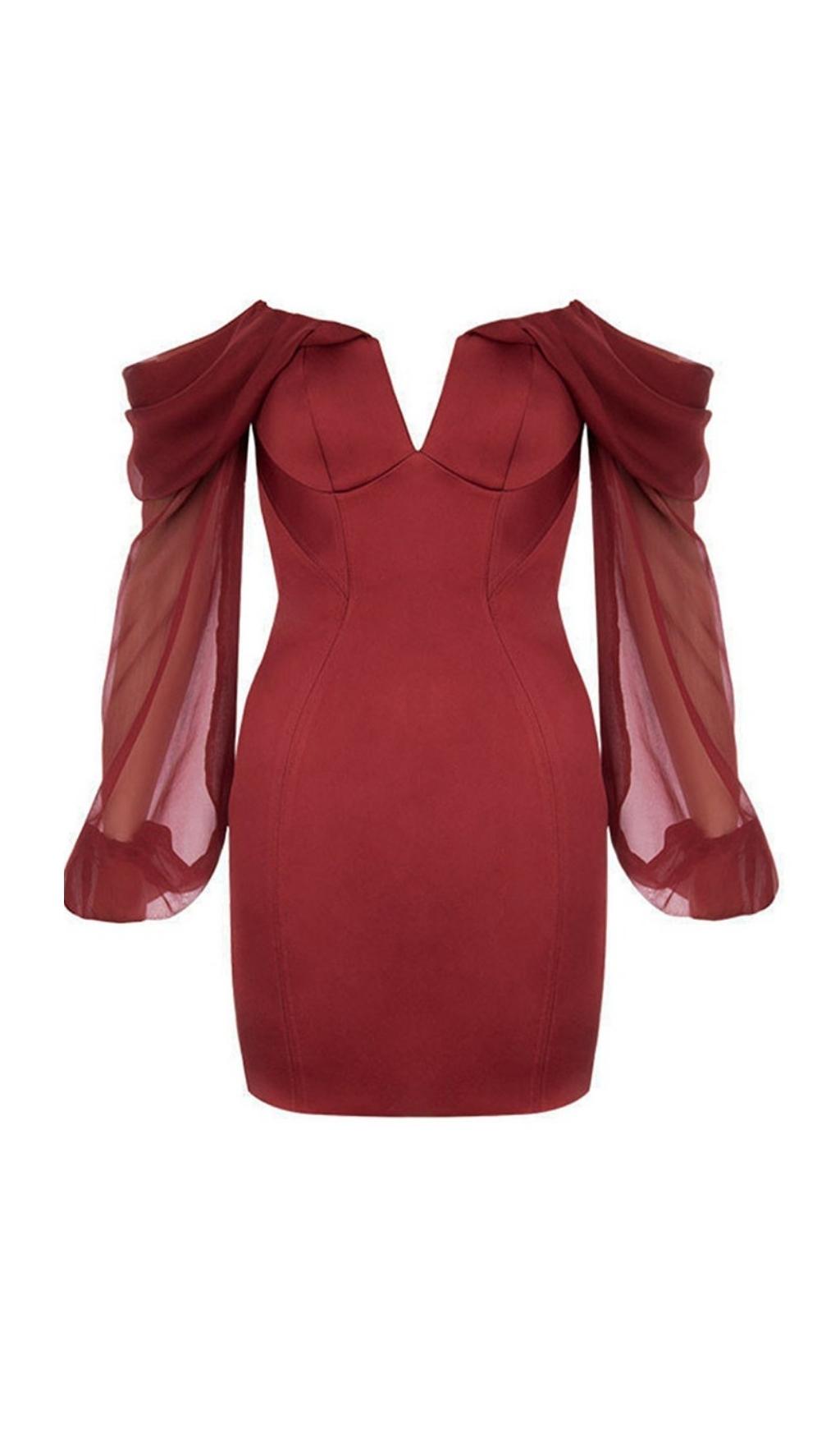 SATIN STRAPLESS MINI DRESS IN WINE RED Dresses styleofcb 
