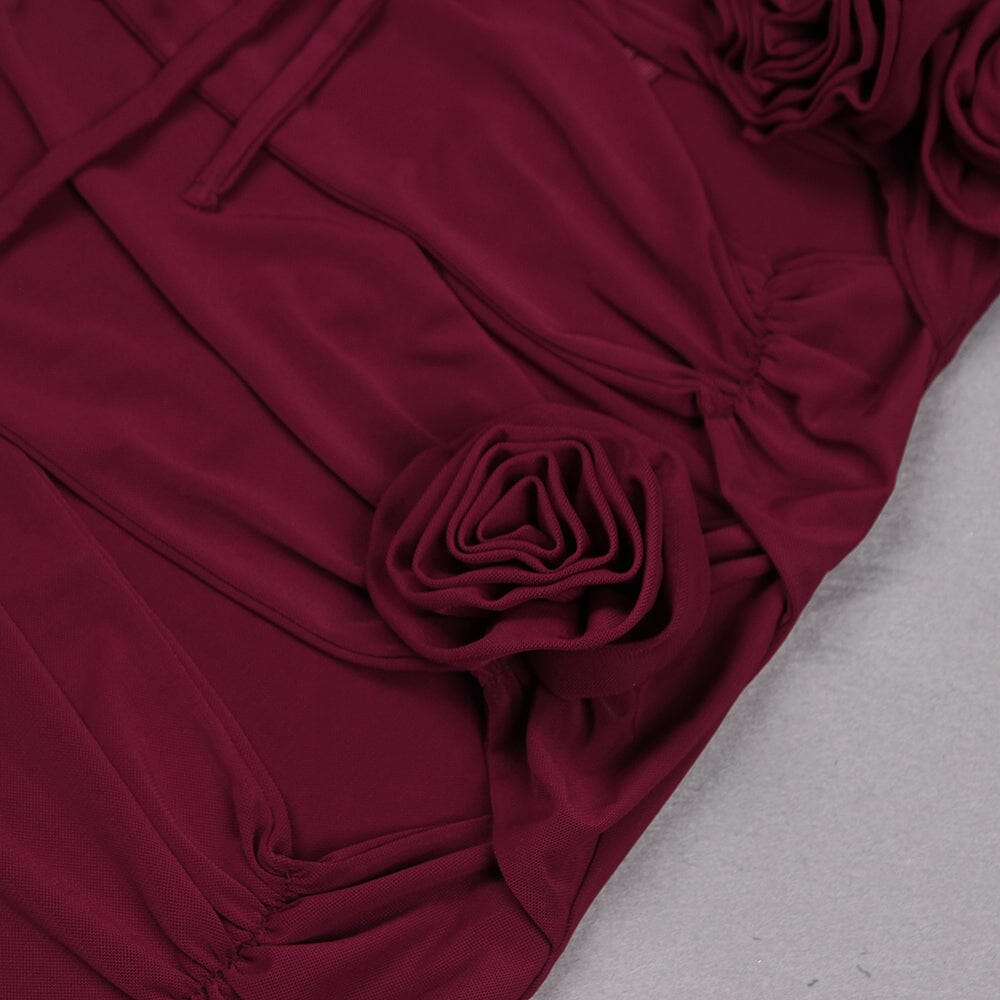 WINE FLORAL EMBELLISHED MINI DRESS styleofcb 