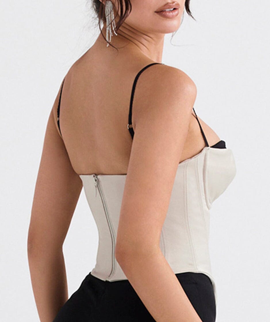 BEIGE SATIN UNDERWIRED CORSET styleofcb 